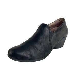 Dansko Black Robin Burnished Nubuck Heeled Clogs